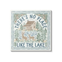 Stupell Industries No Place Like Lake Landscape Painting Gallery Wrapped Canvas Art Print Wall Art, 17 x 17