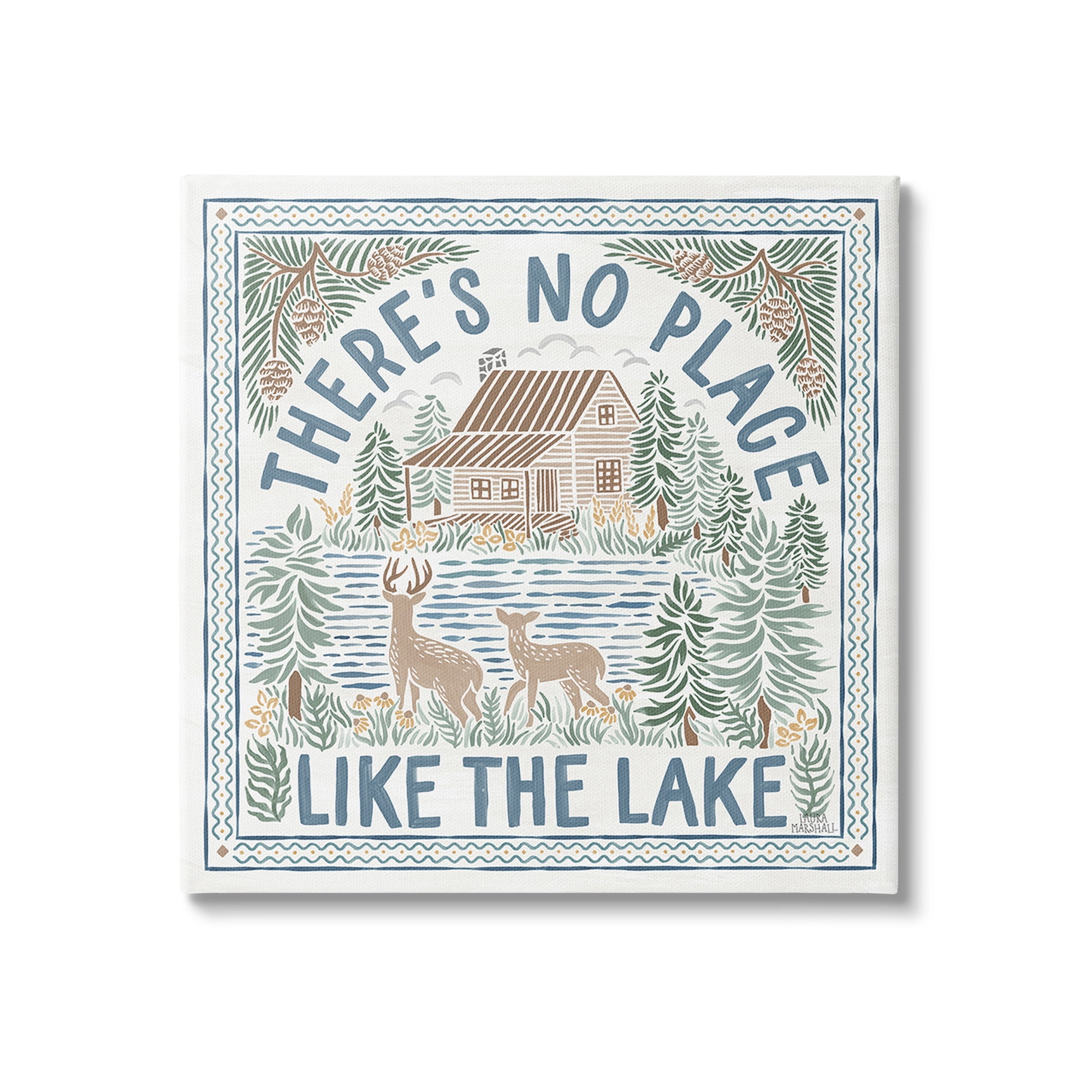 Stupell Industries No Place Like Lake Landscape Painting Gallery Wrapped Canvas Art Print Wall Art, 30 x 30