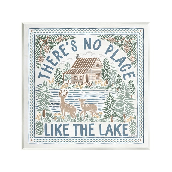 Stupell Industries No Place Like Lake Landscape Painting Unframed Art Print Wall Art, 12 x 12