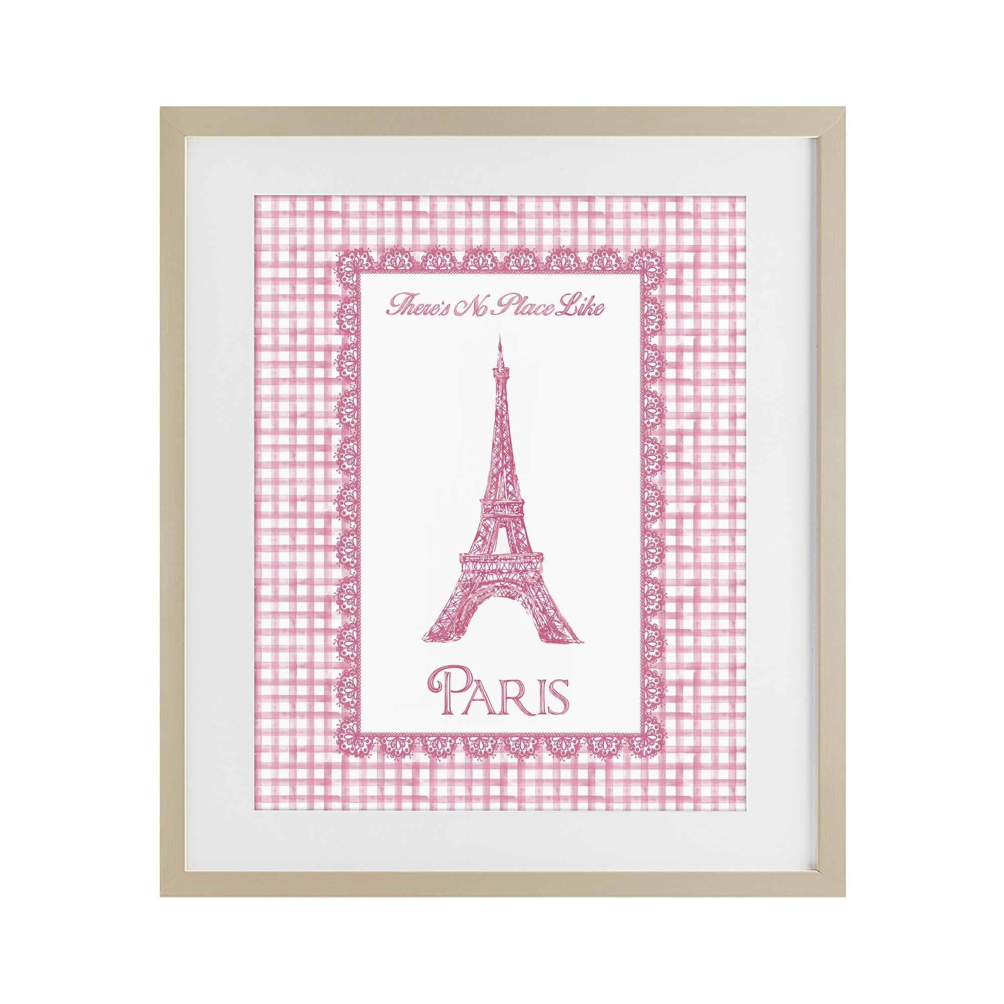 Stupell Industries No Place Like Paris Pink Lace Birch Framed Print Under Glass, design by Conrad Knutsen