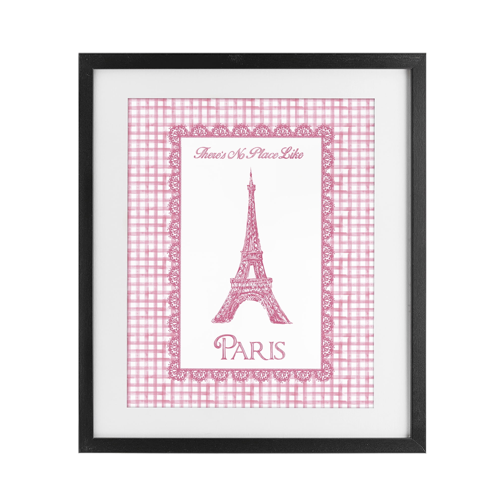 Stupell Industries No Place Like Paris Pink Lace Black Framed Print Under Glass, design by Conrad Knutsen
