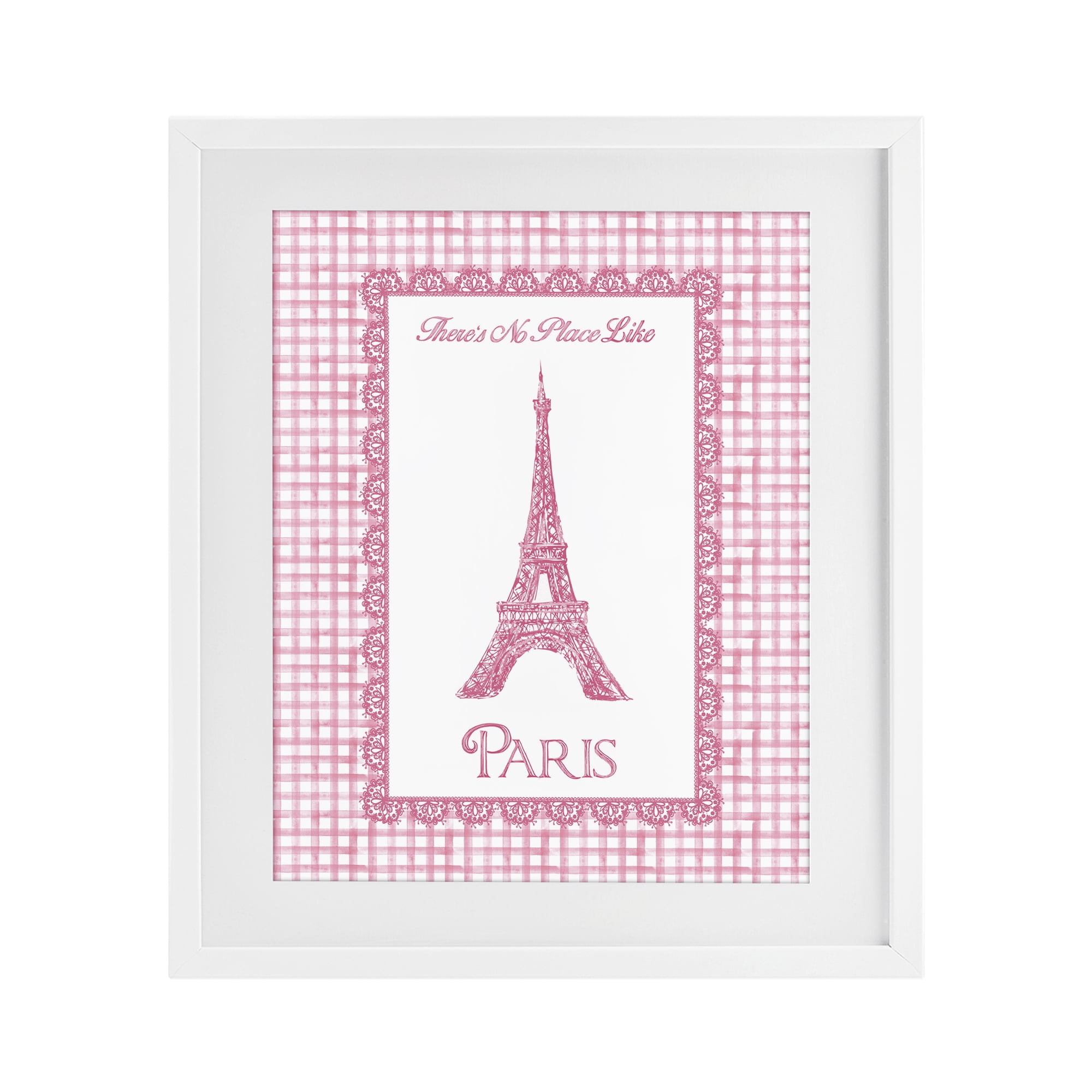 Stupell Industries No Place Like Paris Pink Lace White Framed Print Under Glass, design by Conrad Knutsen