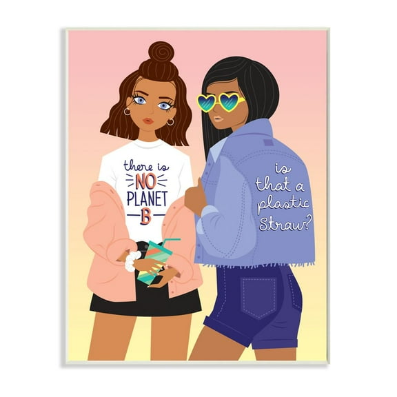 Stupell Industries No Planet B World Culture Phrase with Fashionistas Designed by Ilis Avilés