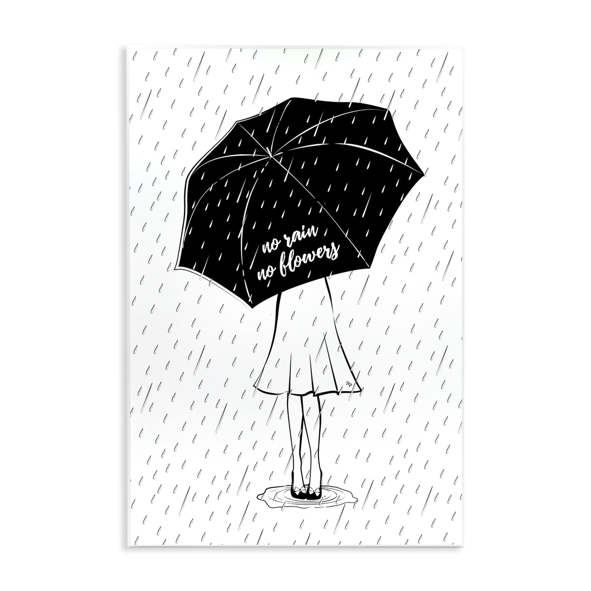 Stupell Industries No Rain No Flowers Novelty Painting Unframed Art Print Wall Art, 10 x 15