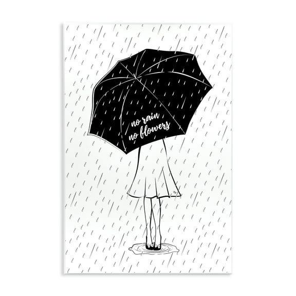 Stupell Industries No Rain No Flowers Novelty Painting Unframed Art Print Wall Art, 10 x 15