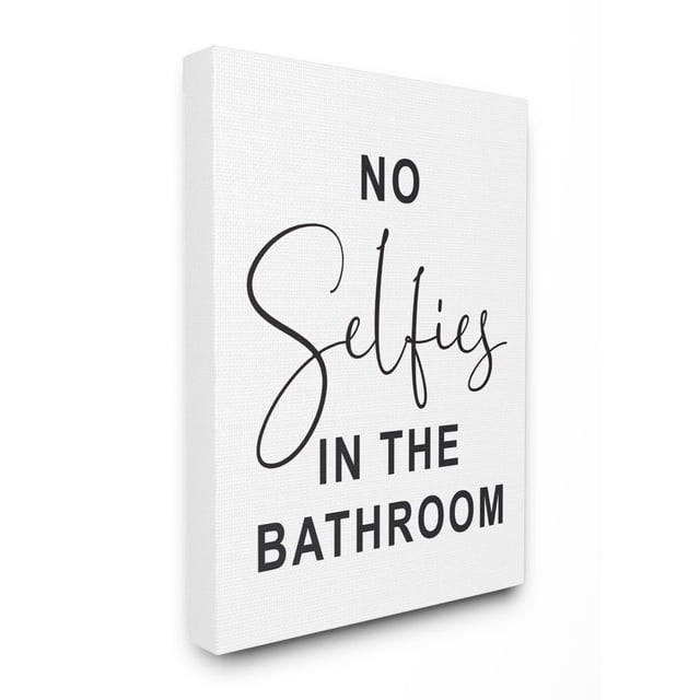 Stupell Industries No Selfies Funny Word Bathroom Black And White ...