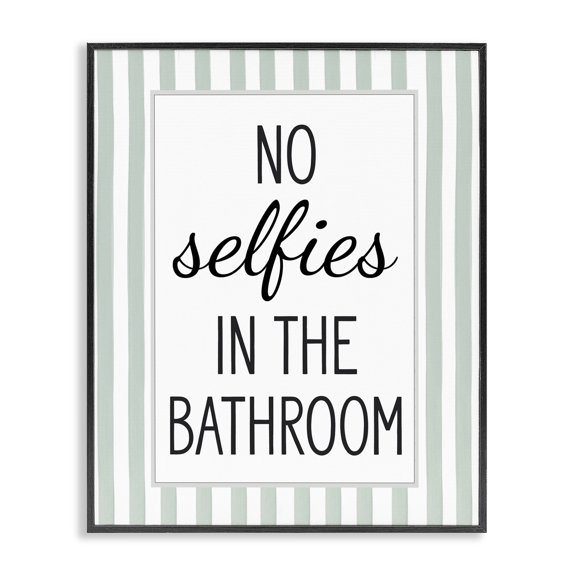 Stupell Industries No Selfies In Bathroom Black Framed Giclee Art design by Lettered and Lined, 30 x 24