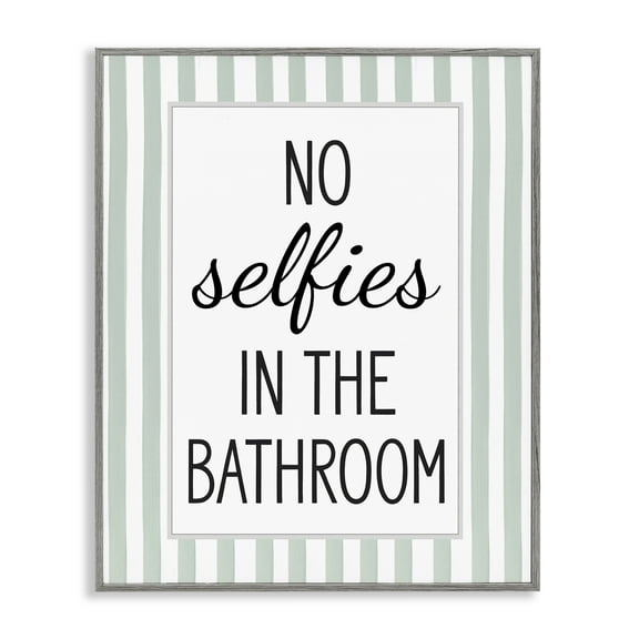 Stupell Industries No Selfies In Bathroom Gray Framed Giclee Art design by Lettered and Lined, 14 x 11