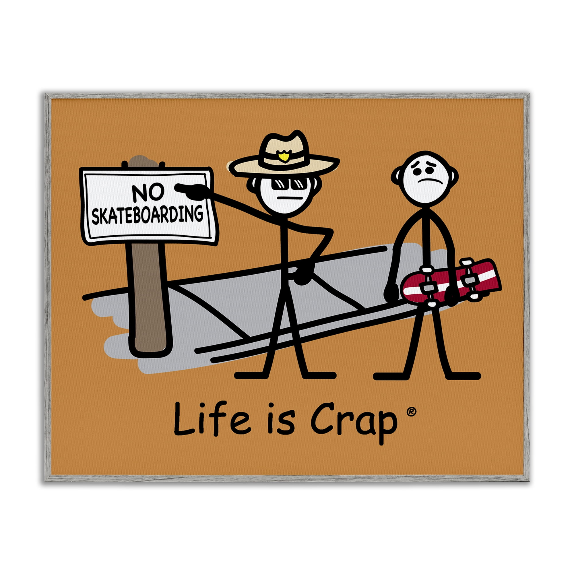 Stupell Industries No Skateboarding Sign Novelty & Humor Painting Gray Framed Art Print Wall Art, 14 x 11