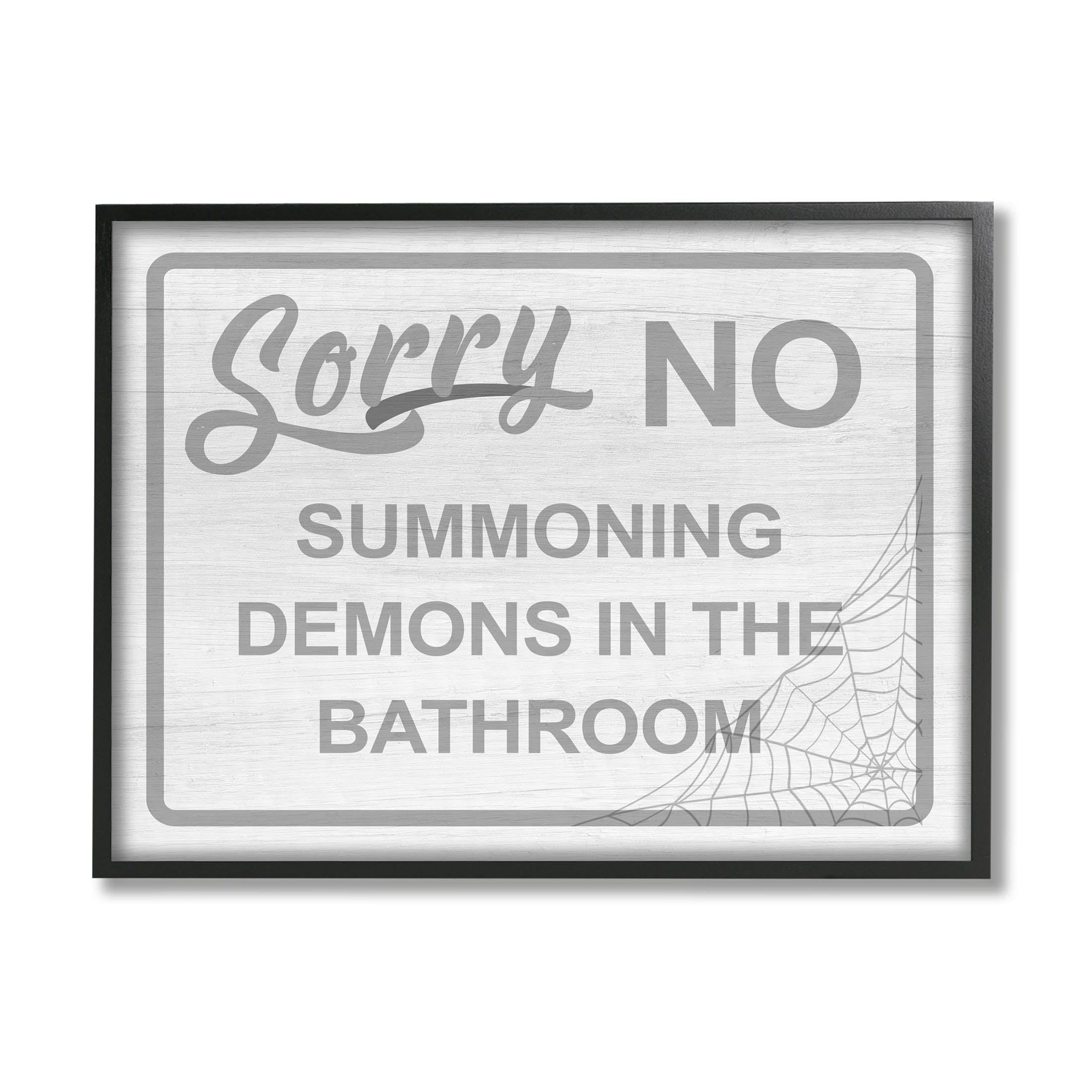 Stupell Industries No Summoning Demons Bathroom Graphic Art Black Framed Art Print Wall Art, Design by Lil' Rue