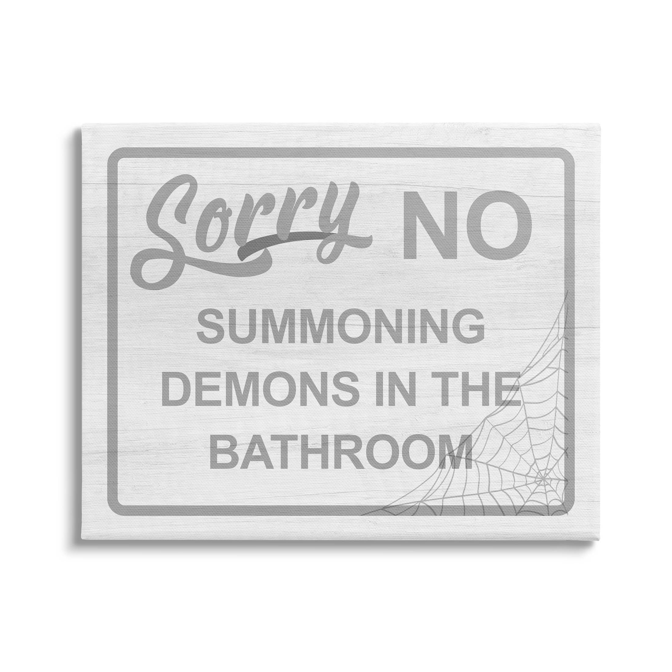 Stupell Industries No Summoning Demons Bathroom Graphic Art Gallery Wrapped Canvas Print Wall Art, Design by Lil' Rue