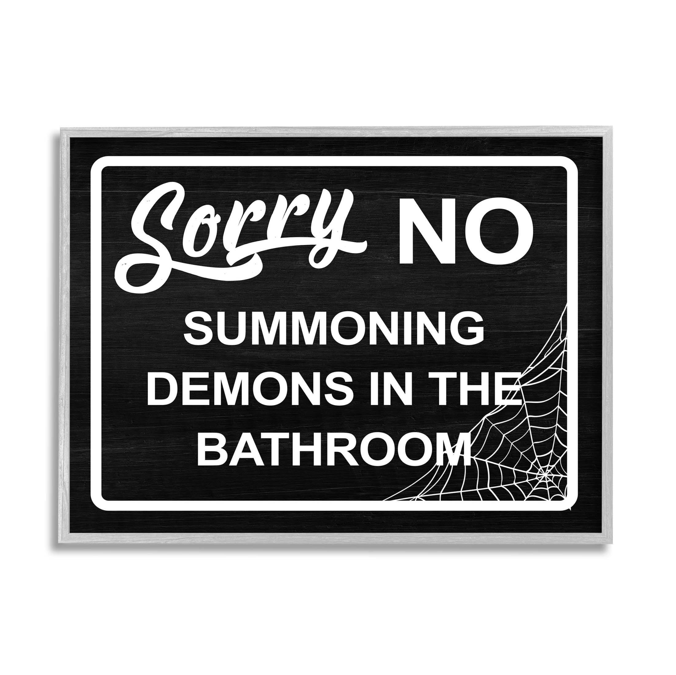 Stupell Industries No Summoning Demons Phrase Graphic Art Gray Framed Art Print Wall Art, Design by Lil' Rue
