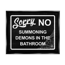 Stupell Industries No Summoning Demons Phrase Graphic Art Jet Black Floating Framed Canvas Print Wall Art, Design by Lil' Rue