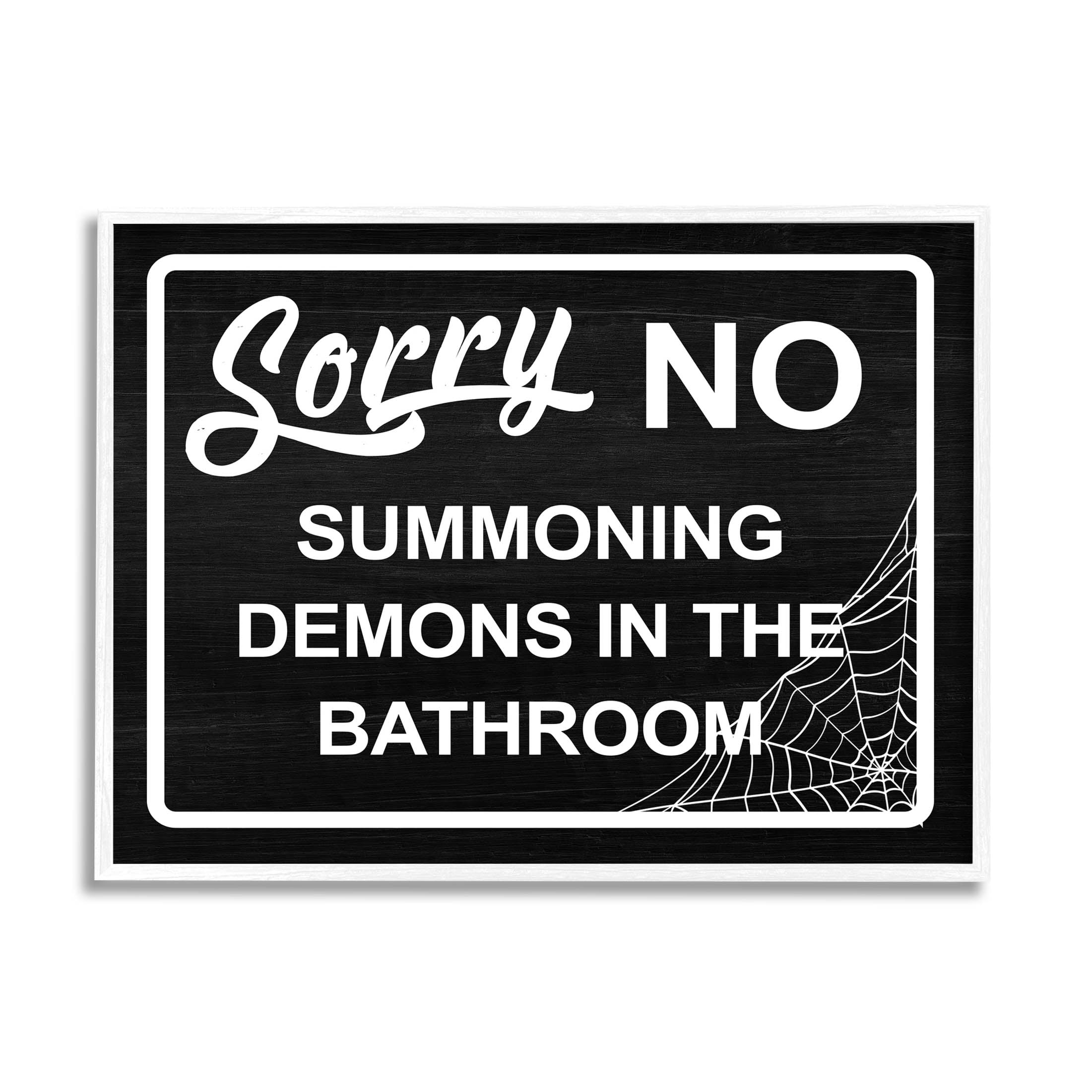 Stupell Industries No Summoning Demons Phrase Graphic Art White Framed Art Print Wall Art, Design by Lil' Rue