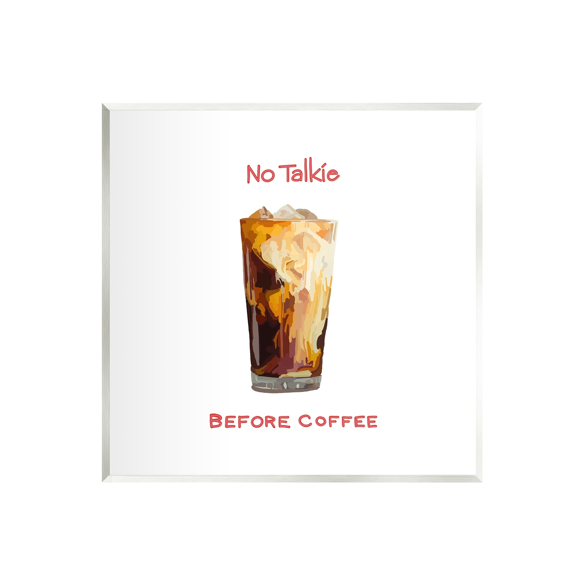 Stupell Industries No Talkie Before Coffee Casual Kitchen Milk Swirls Graphic Art Unframed Art Print Wall Art, Design by Amelia Noyes