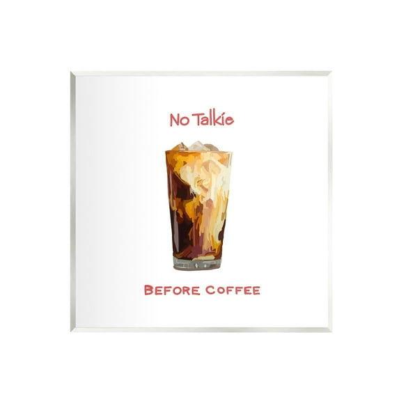 Stupell Industries No Talkie Before Coffee Casual Kitchen Milk Swirls Graphic Art Unframed Art Print Wall Art, Design by Amelia Noyes