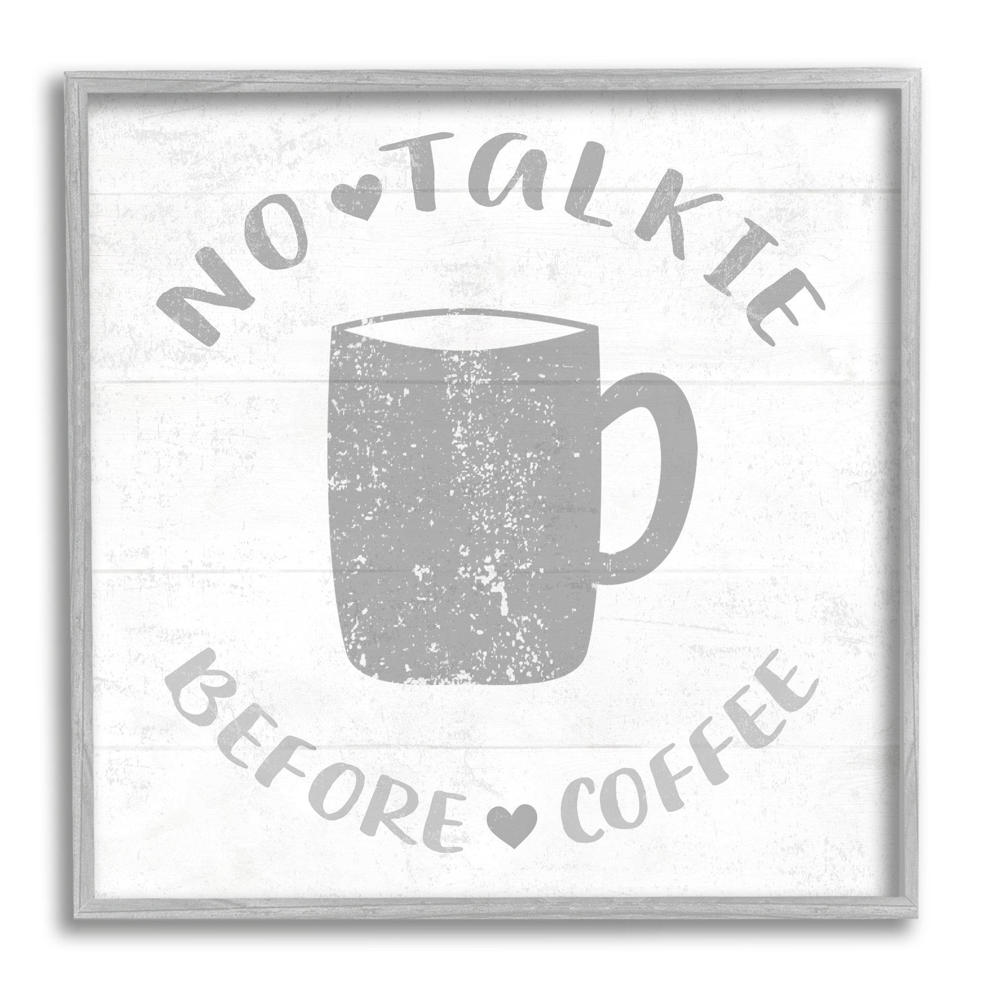 Stupell Industries No Talkie Before Coffee Phrase Grey Drink Mug, 17 x 17,Design by Daphne Polselli