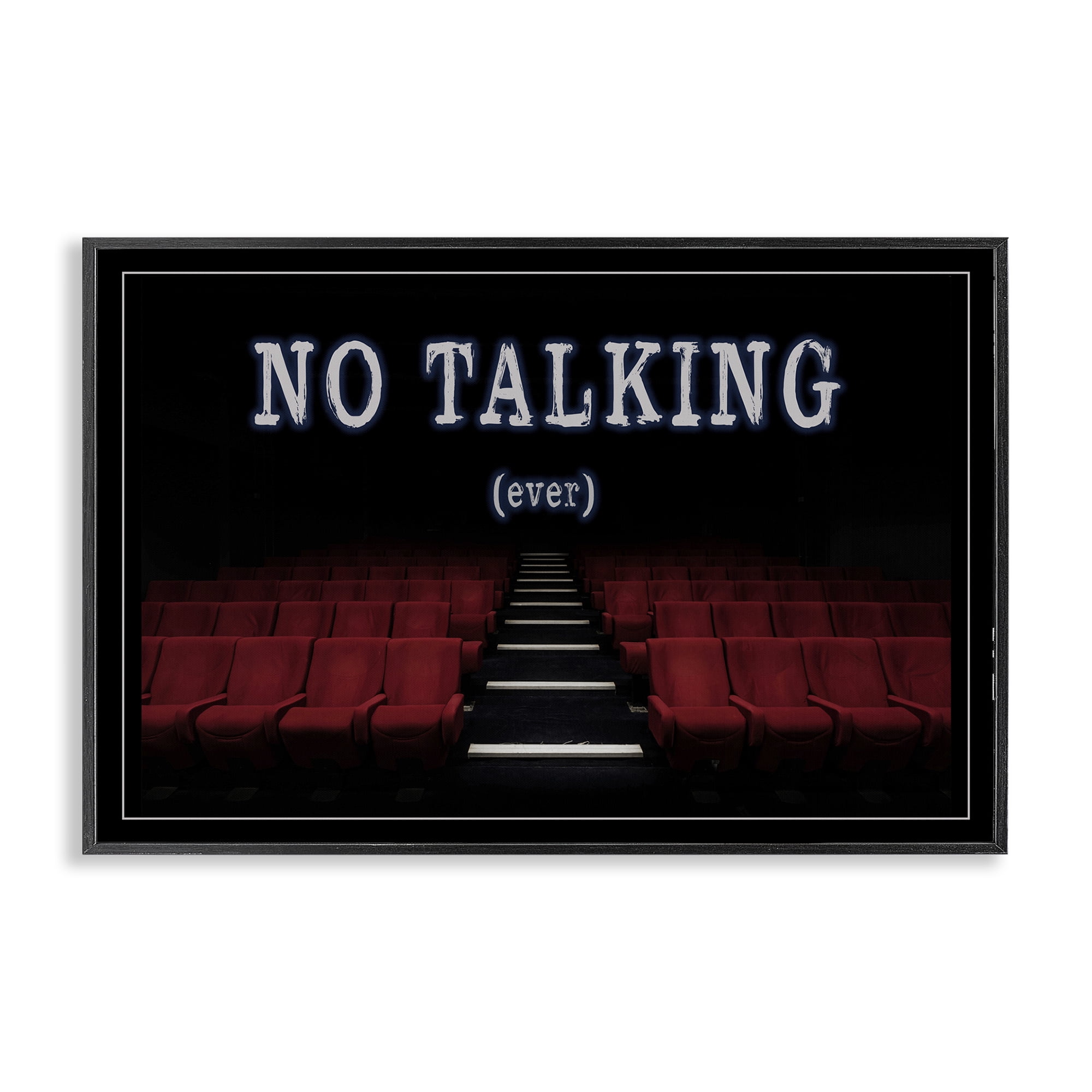 Stupell Industries No Talking Move Theater Entertainment Painting Black Framed Art Print Wall Art, 24 x 16