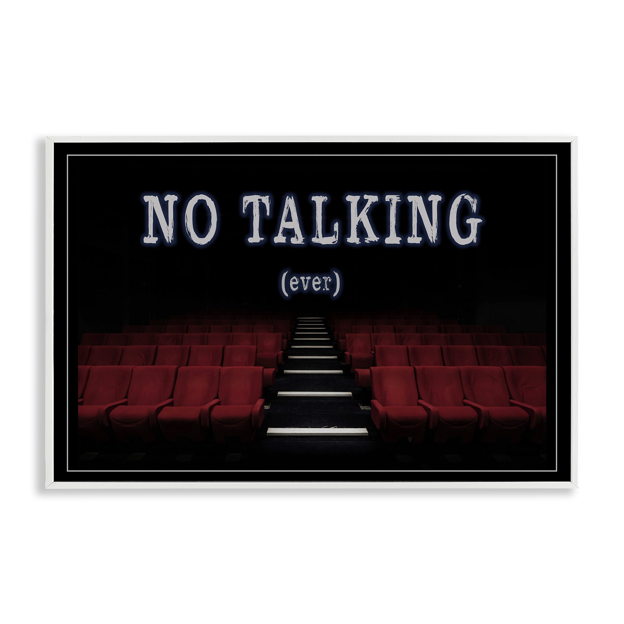 Stupell Industries No Talking Move Theater Entertainment Painting White Framed Art Print Wall Art, 18 x 12