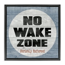 Stupell Industries No Wake Zone Beach Planks Nature Painting Black Floater Framed Canvas Art Print Wall Art, 18 x 18