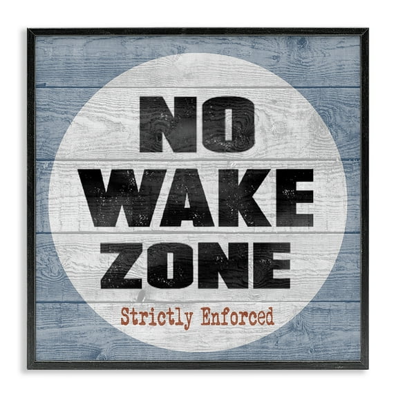 Stupell Industries No Wake Zone Beach Planks Nature Painting Black Framed Art Print Wall Art, 24 x 24