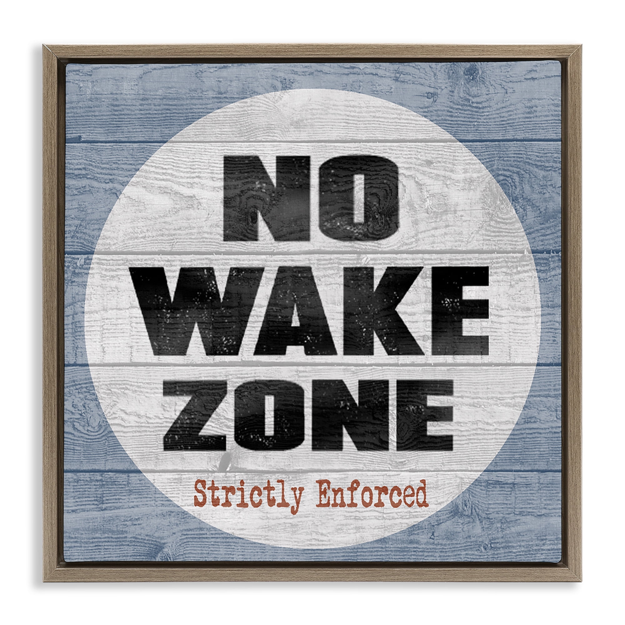 Stupell Industries No Wake Zone Beach Planks Nature Painting Brown Floater Framed Canvas Art Print Wall Art, 25 x 25