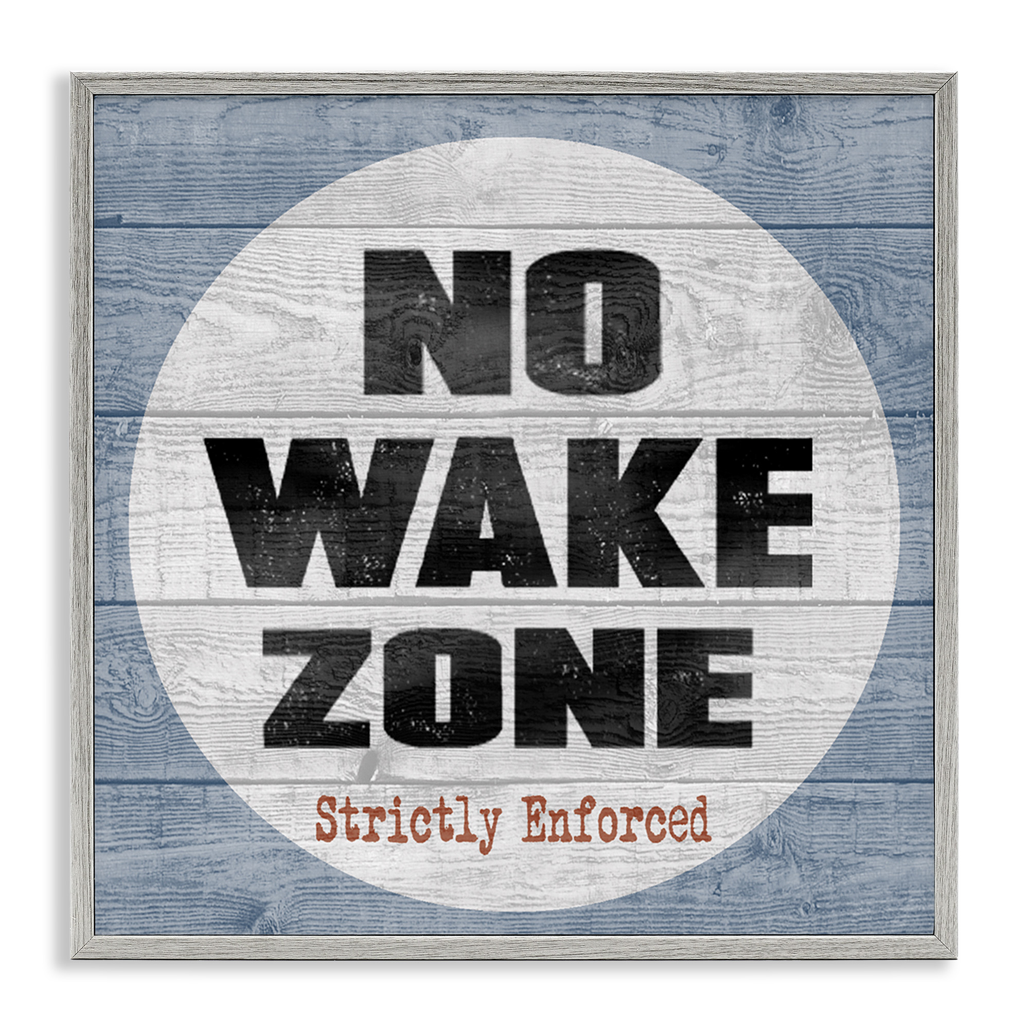 Stupell Industries No Wake Zone Beach Planks Nature Painting Gray Framed Art Print Wall Art, 17 x 17