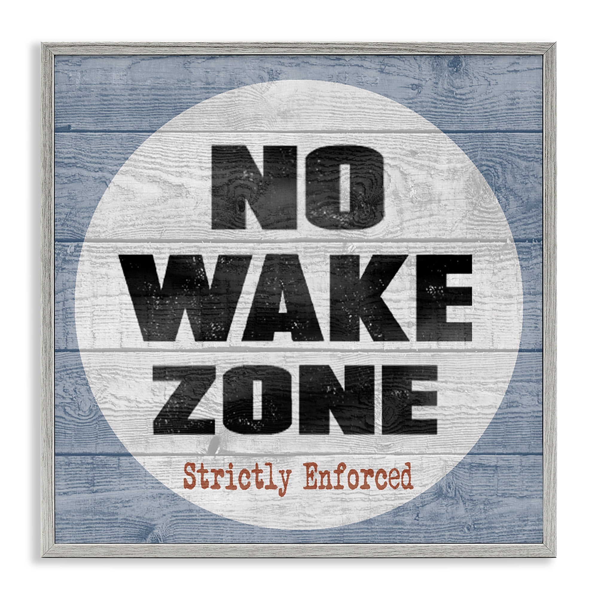 Stupell Industries No Wake Zone Beach Planks Nature Painting Gray Framed Art Print Wall Art, 24 x 24