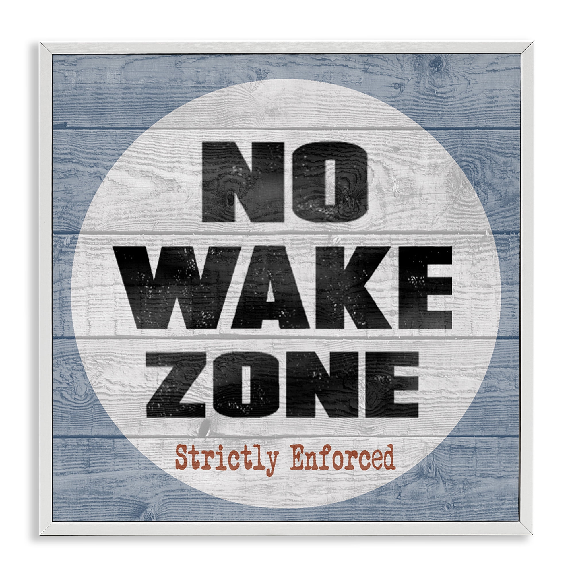 Stupell Industries No Wake Zone Beach Planks Nature Painting White Framed Art Print Wall Art, 17 x 17