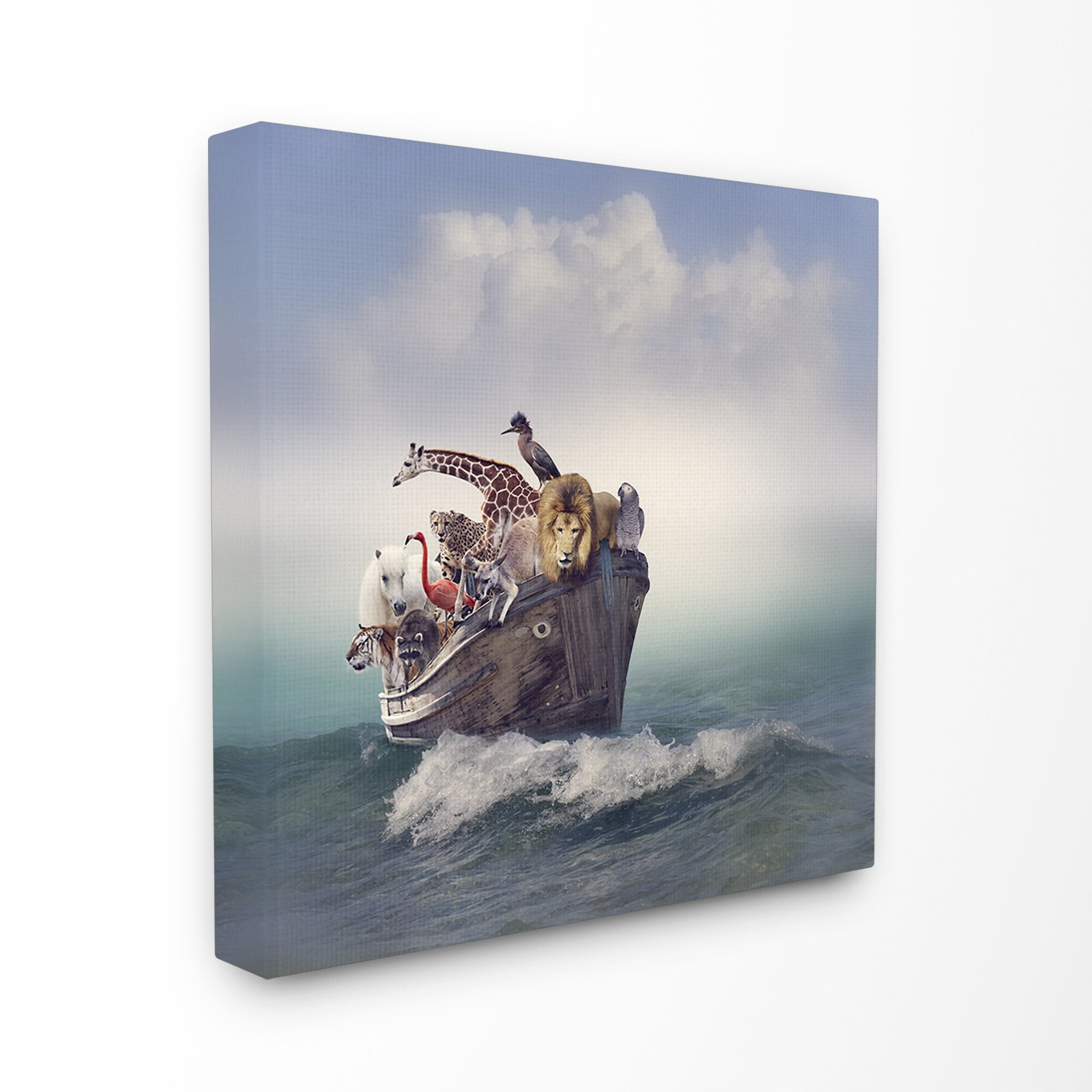 Stupell Industries Noah's Arc Boat and Animals Animals & Insects Painting Gallery Wrapped Canvas Art Print Wall Art, 24 x 24