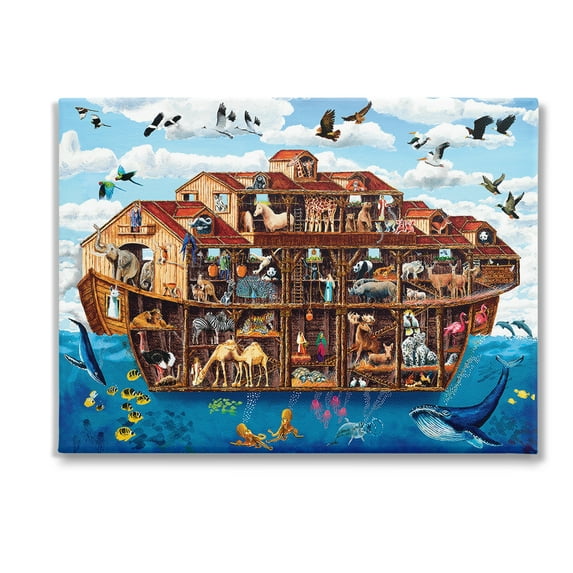 Stupell Industries Noah's Ark Animals Animals & Insects Painting Gallery Wrapped Canvas Art Print Wall Art, 48 x 36