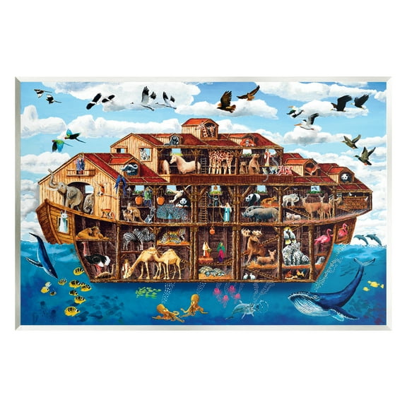 Stupell Industries Noah's Ark Animals Animals & Insects Painting Unframed Art Print Wall Art, 15 x 10