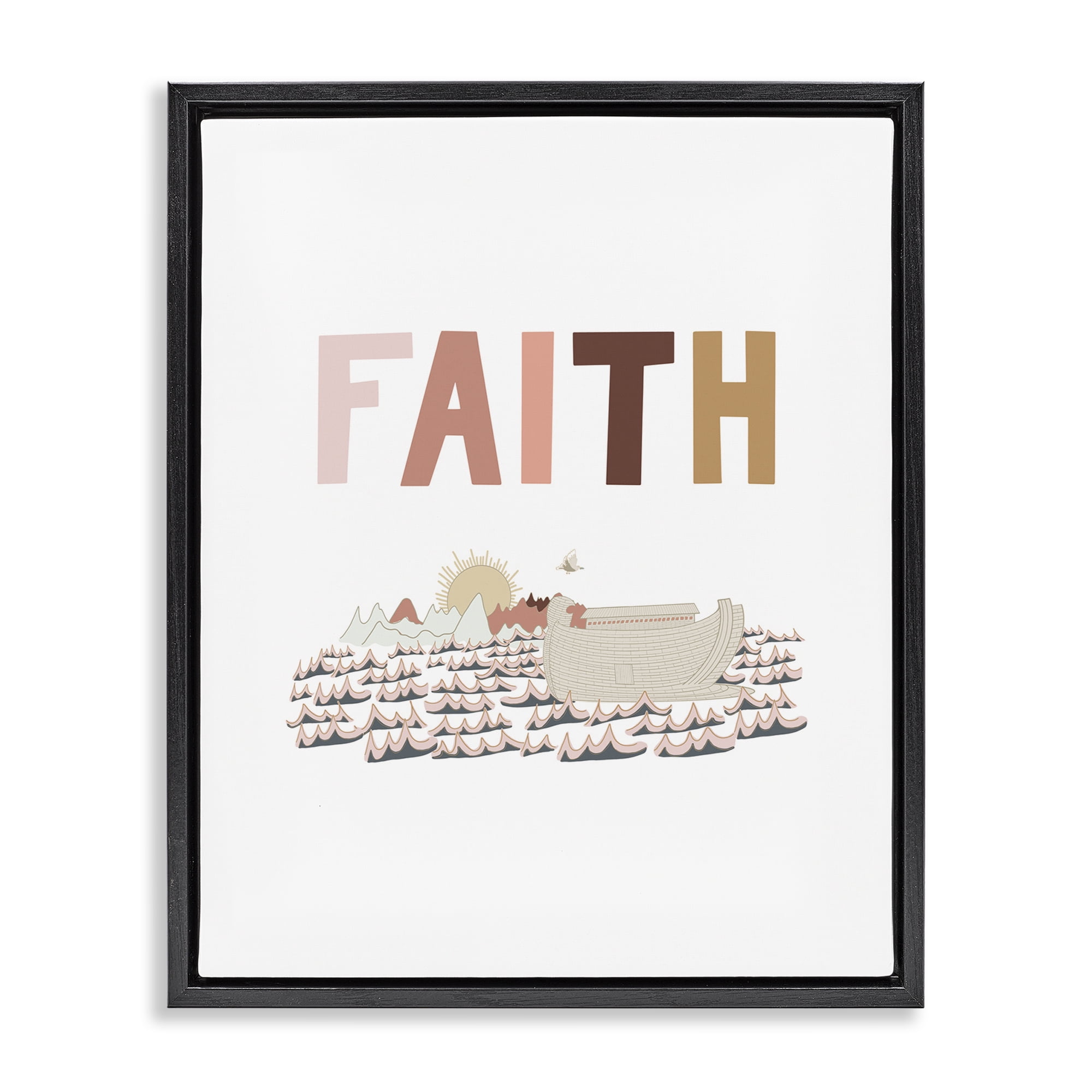 Stupell Industries Noah's Ark Faith Religious Painting Black Floater Framed Art Print Wall Art, 17 x 21
