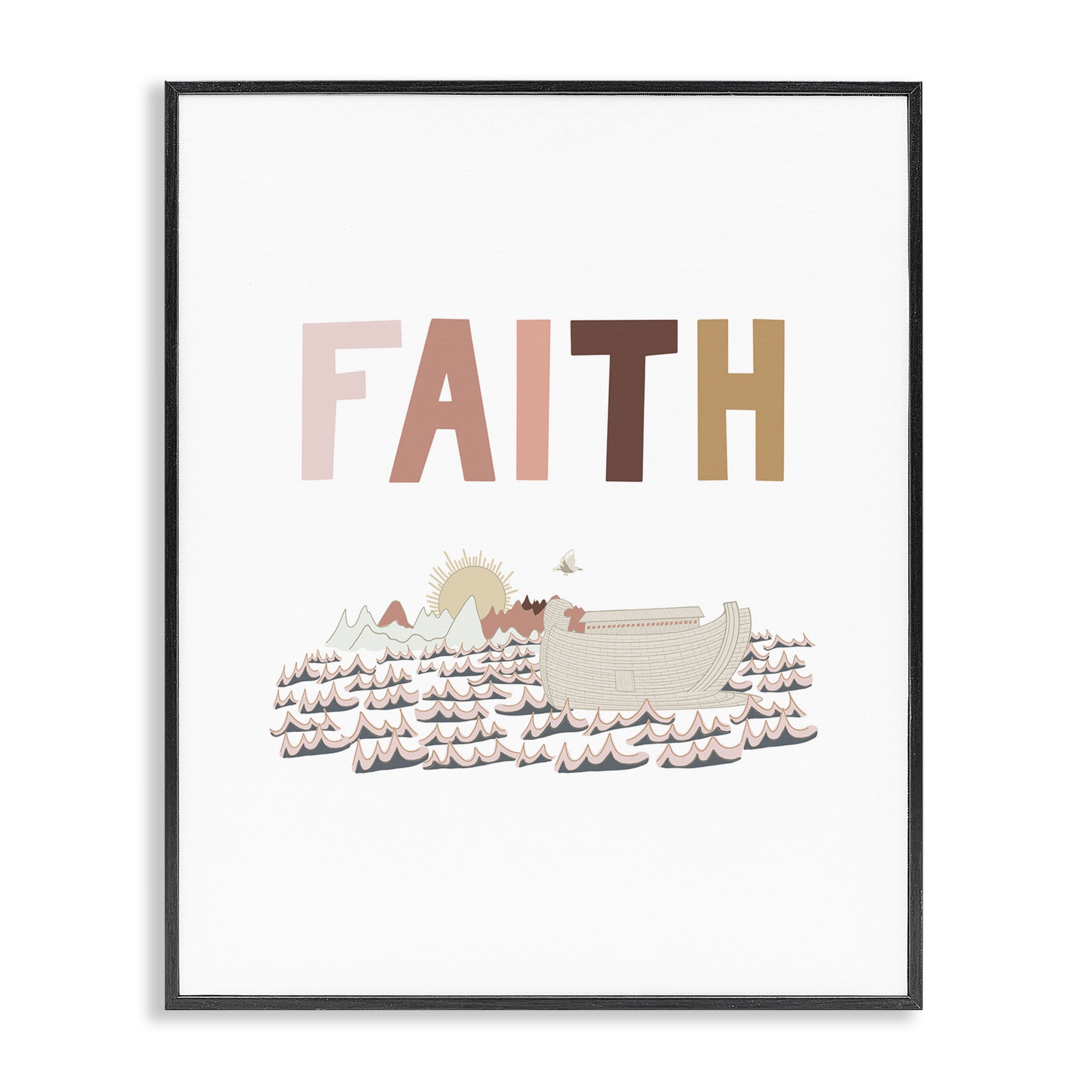 Stupell Industries Noah's Ark Faith Religious Painting Black Framed Art Print Wall Art, 24 x 30