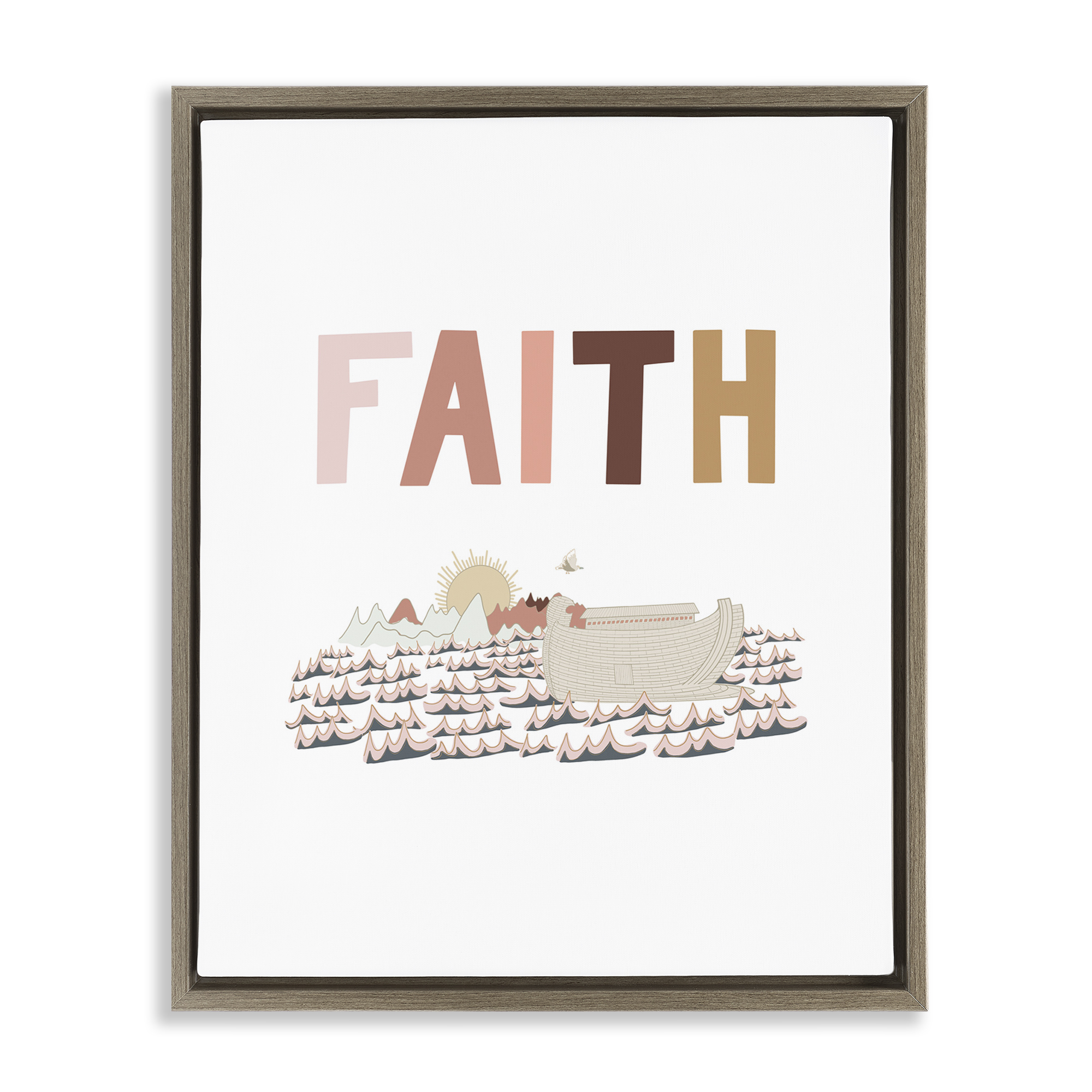 Stupell Industries Noah's Ark Faith Religious Painting Brown Floater Framed Art Print Wall Art, 17 x 21