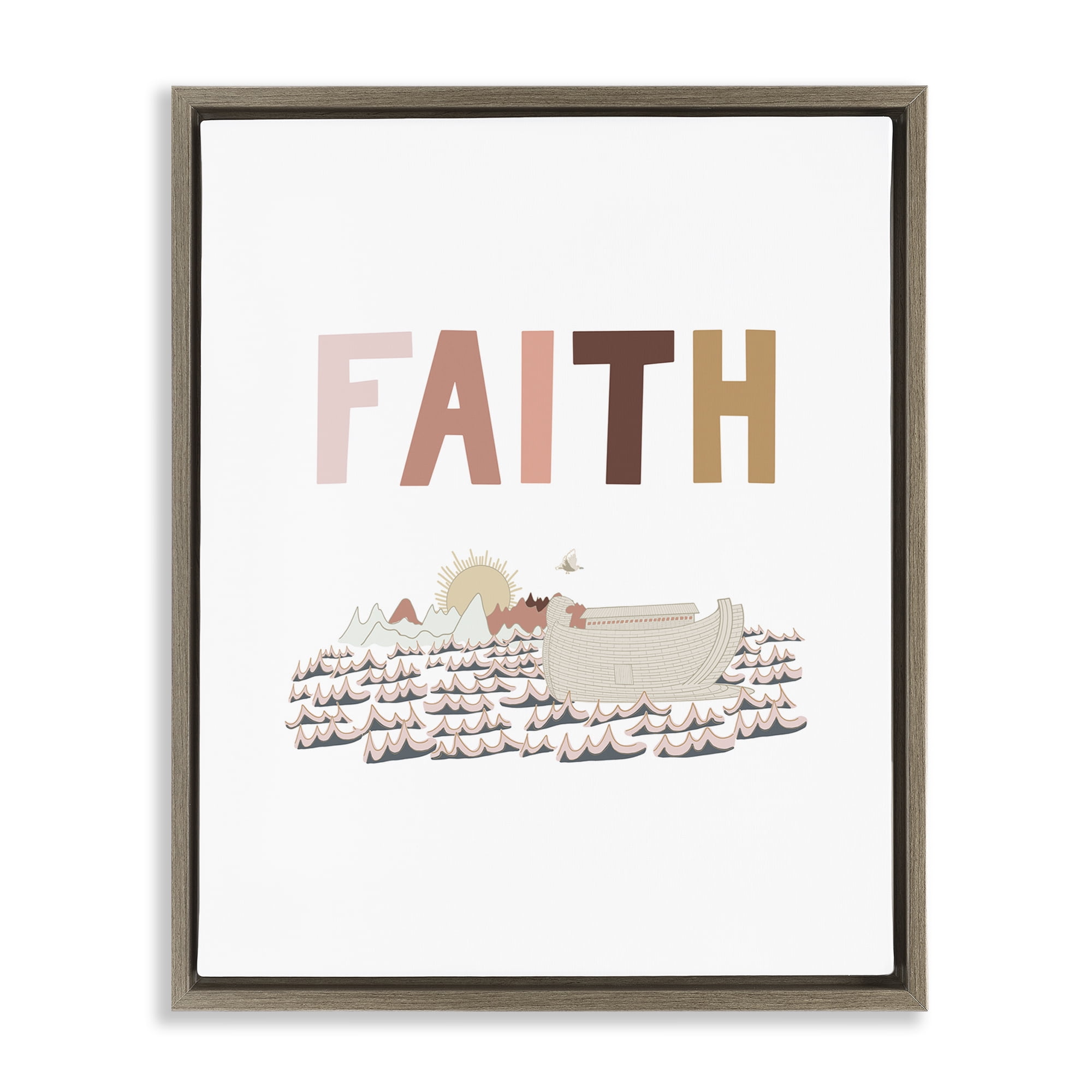 Stupell Industries Noah's Ark Faith Religious Painting Brown Floater Framed Art Print Wall Art, 25 x 31