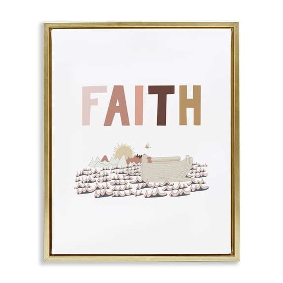 Stupell Industries Scandinavian Noah's Ark Faith Gold Floating Frame Canvas Art, 25 x 31, by Tara Moss