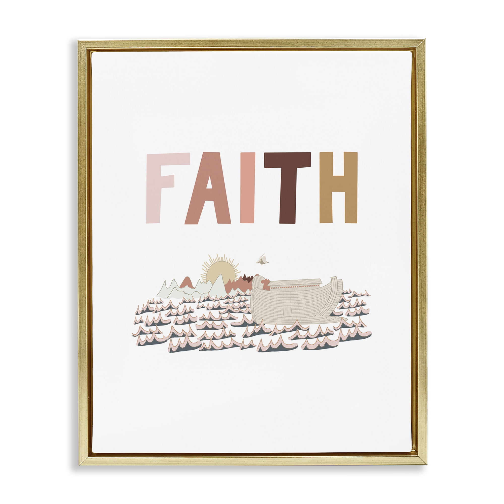 Stupell Industries Noah's Ark Faith Religious Painting Gold Floater Framed Art Print Wall Art, 25 x 31