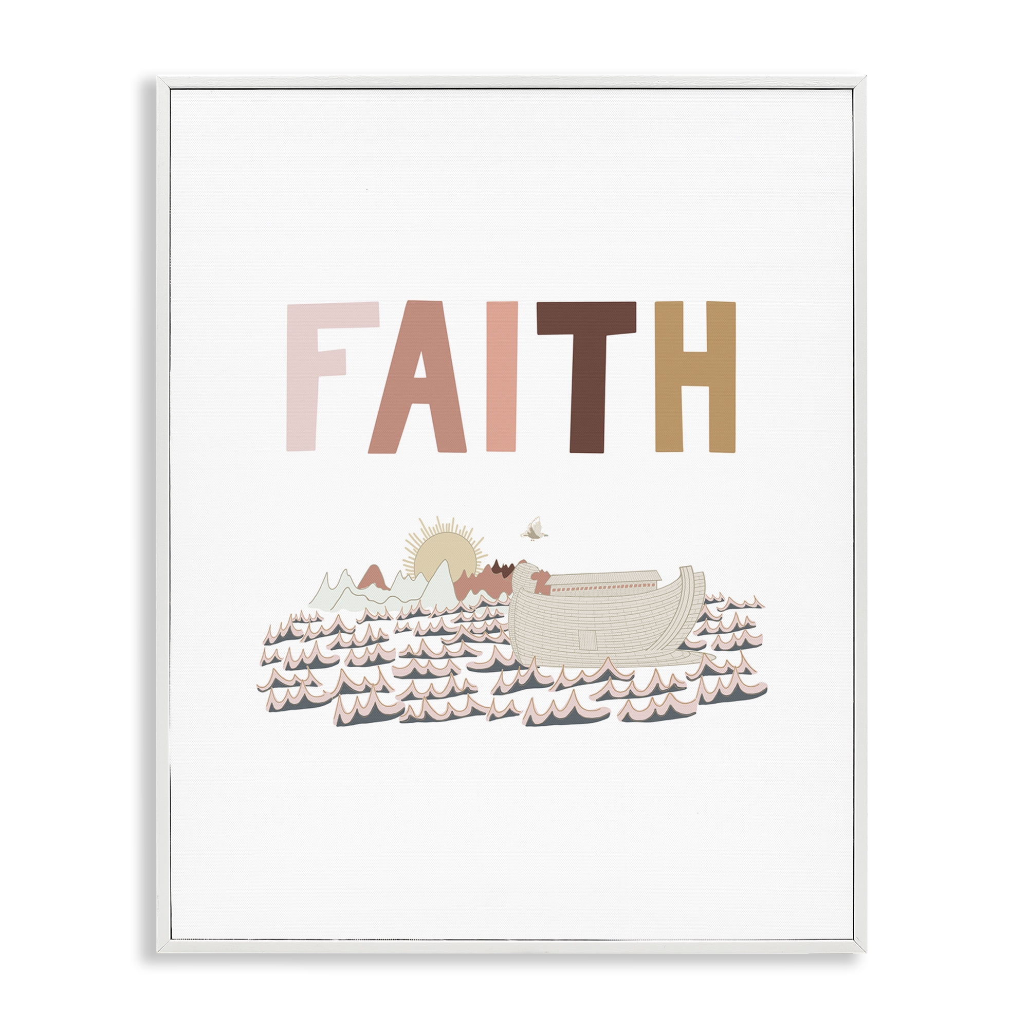 Stupell Industries Noah's Ark Faith Religious Painting White Framed Art Print Wall Art, 16 x 20