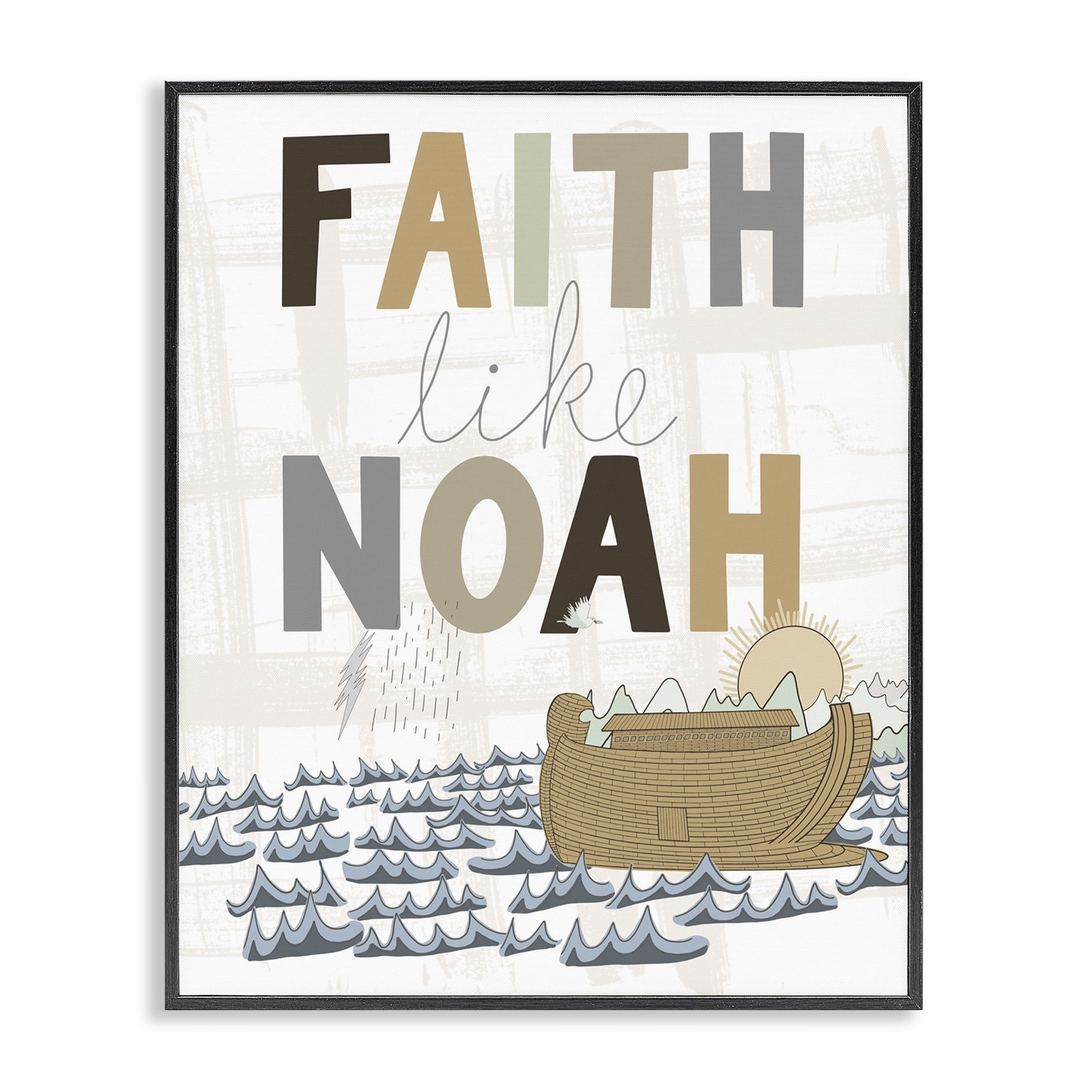 Stupell Industries Noah's Ark Proverb Religious Painting Black Framed Art Print Wall Art, 24 x 30
