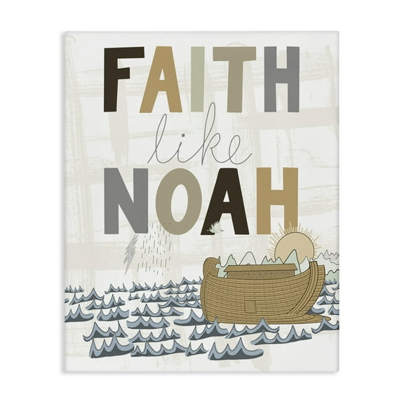 Stupell Industries Noah's Ark Proverb Religious Painting Gallery Wrapped Canvas Art Print Wall Art, 16 x 20