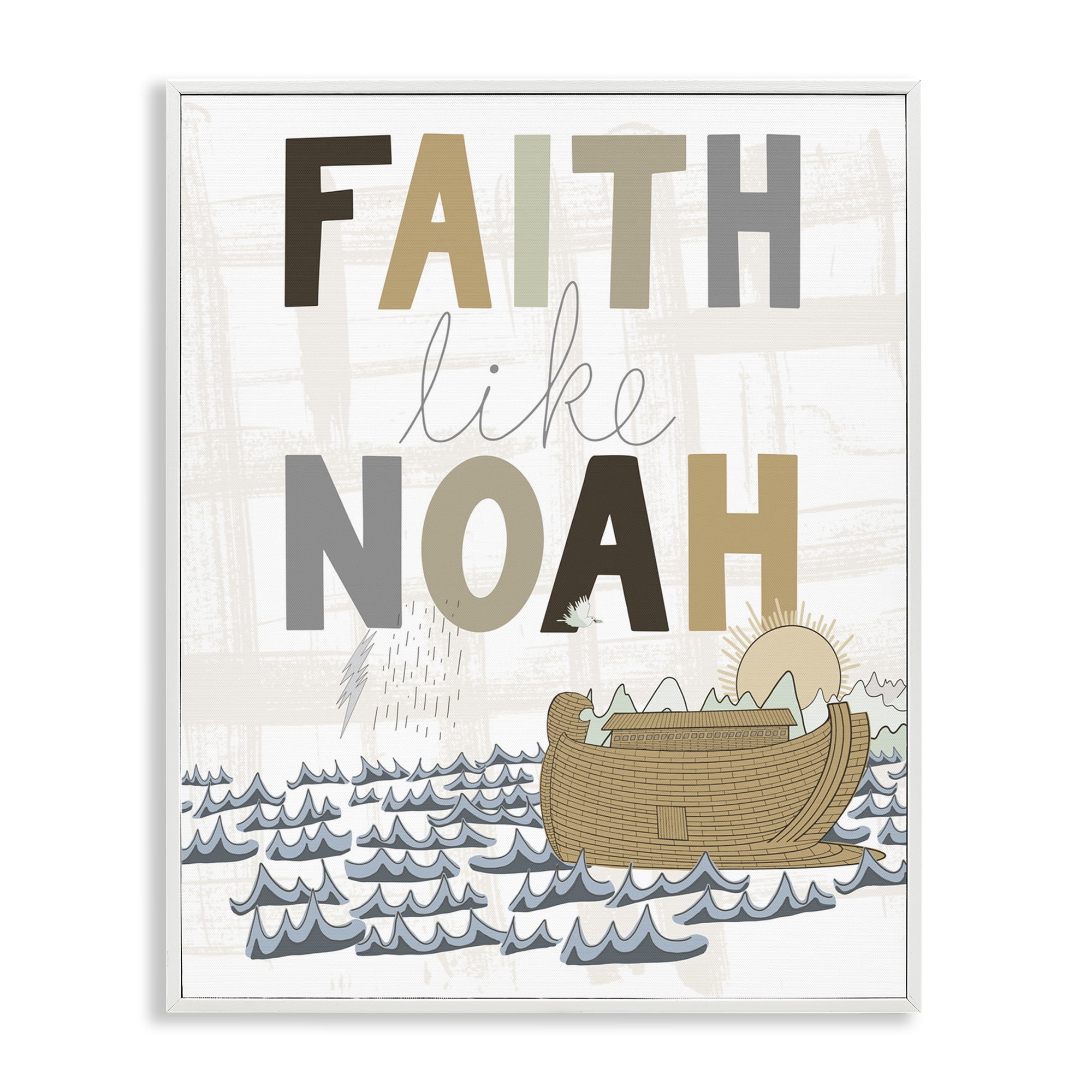 Stupell Industries Noah's Ark Proverb Religious Painting White Framed Art Print Wall Art, 11 x 14
