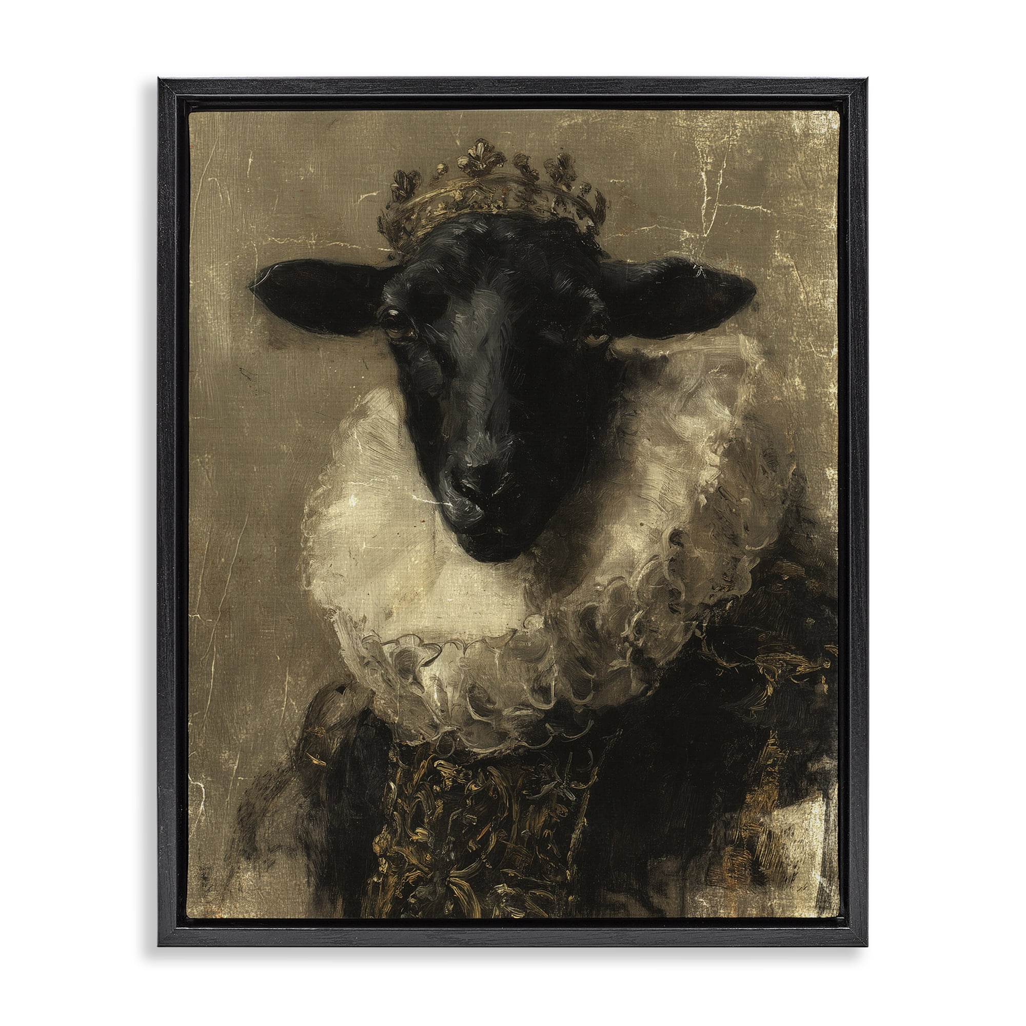 Stupell Industries Noble Ram Portrait Black Framed Floater Canvas Wall Art, design by Svetlana Aleynikova