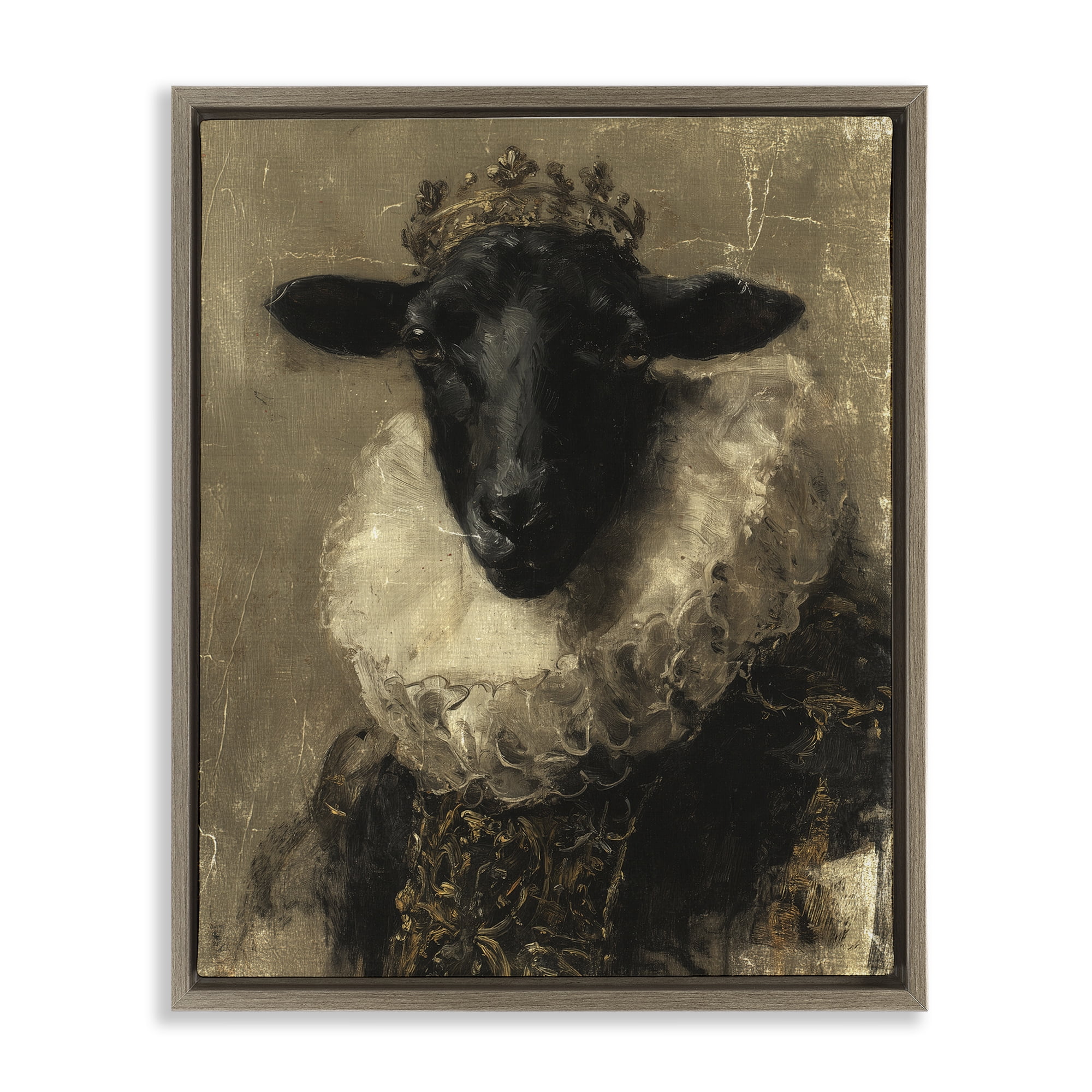 Stupell Industries Noble Ram Portrait Brown Framed Floater Canvas Wall Art, design by Svetlana Aleynikova