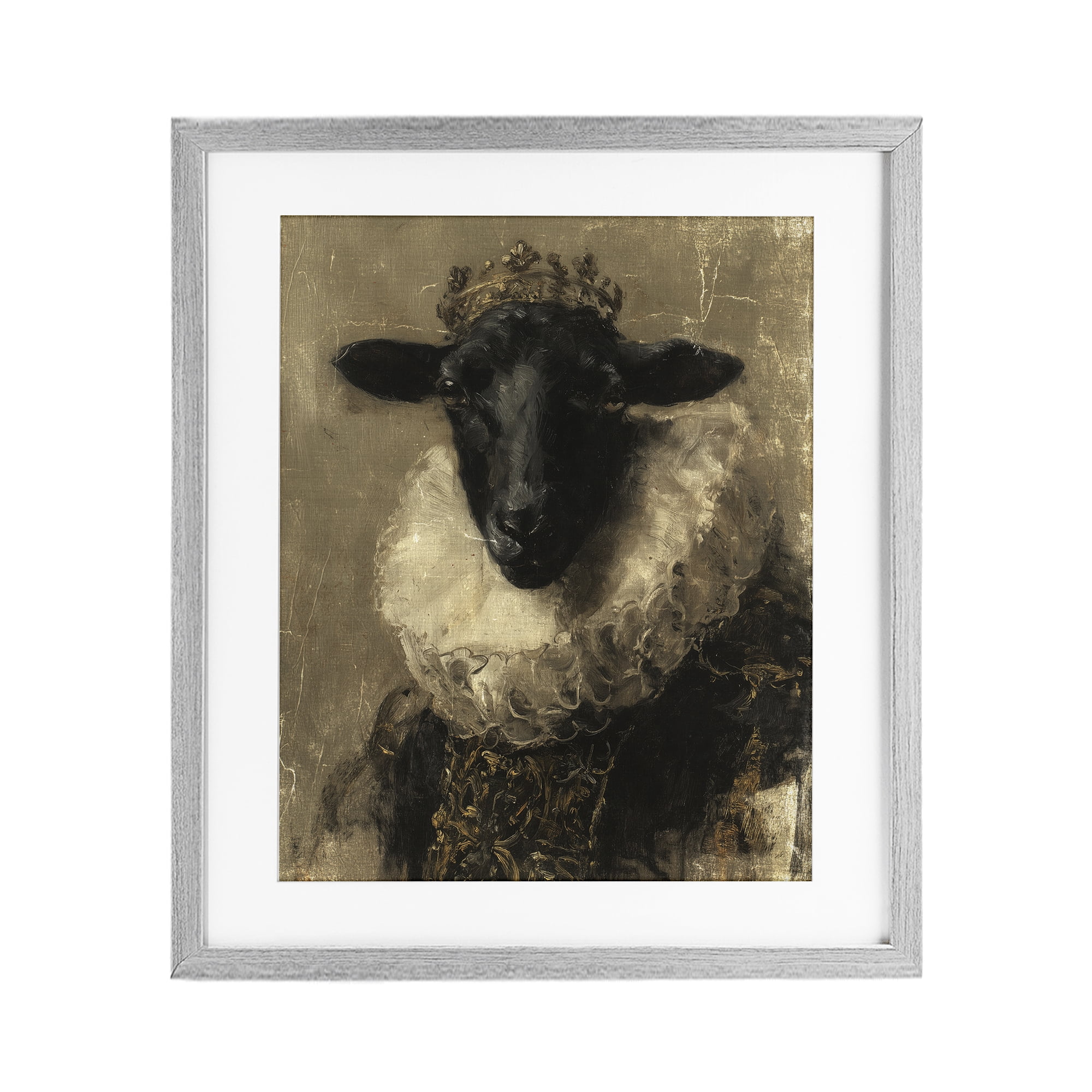 Stupell Industries Noble Ram Portrait Gray Framed Print Under Glass, design by Svetlana Aleynikova