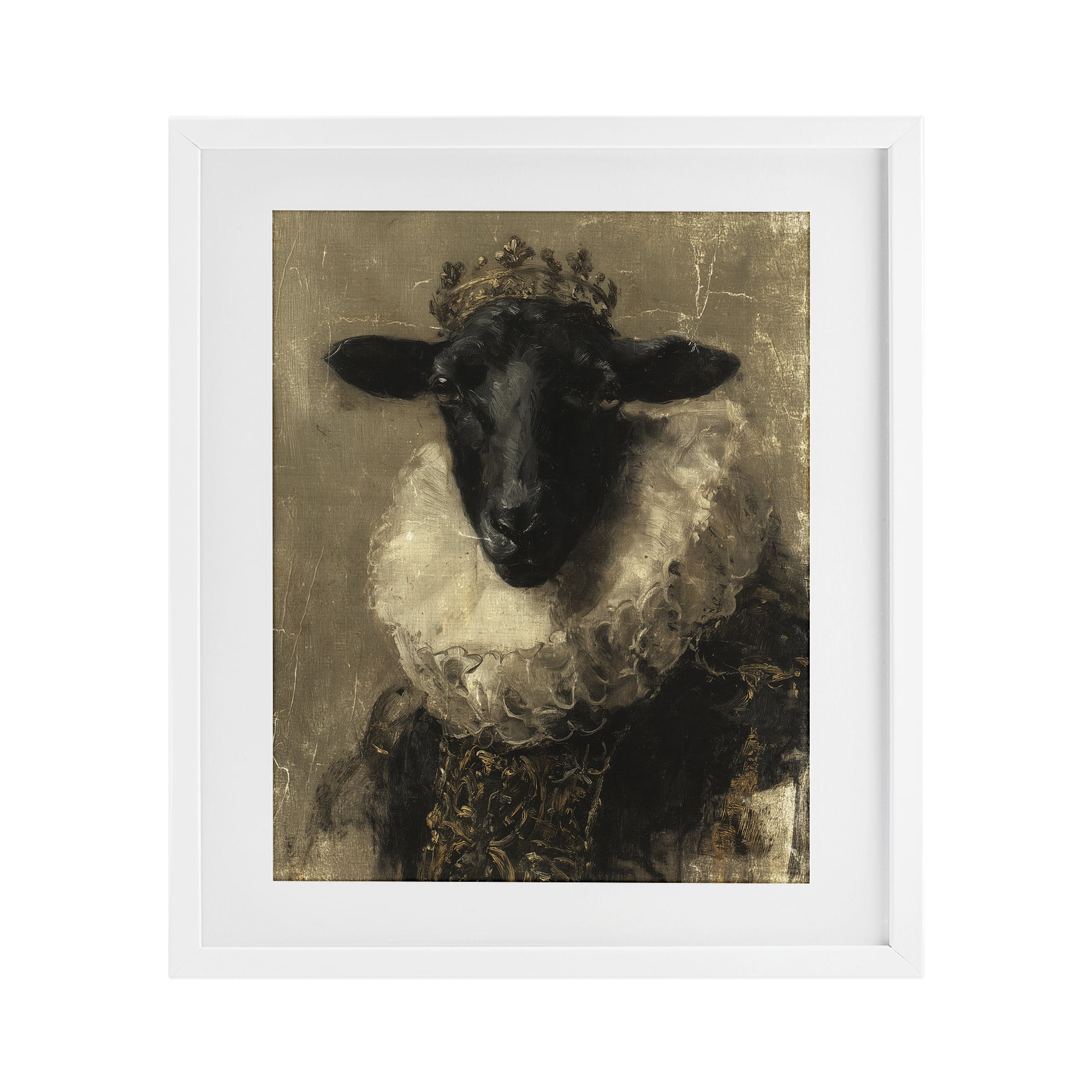 Stupell Industries Noble Ram Portrait White Framed Print Under Glass, design by Svetlana Aleynikova