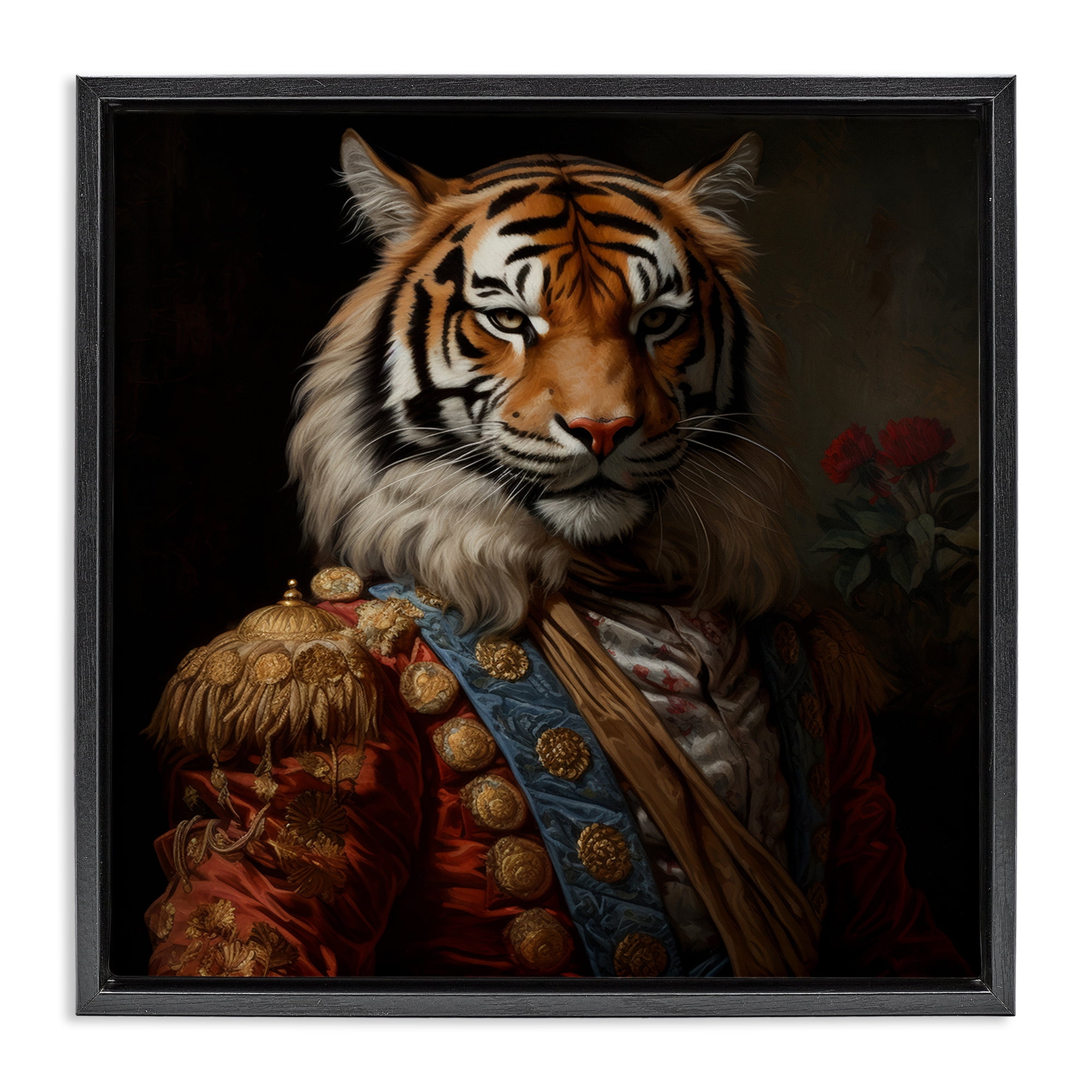 Stupell Industries Noble Tiger Transformation Black Framed Floater Canvas Wall Art, design by Lazar Studio