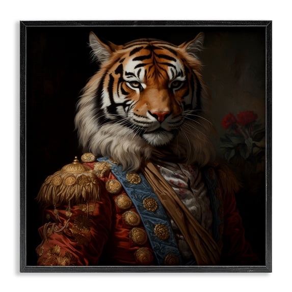 Stupell Industries Traditional Noble Tiger Transformation Black Framed Giclee Art, 17 x 17, by Lazar Studio