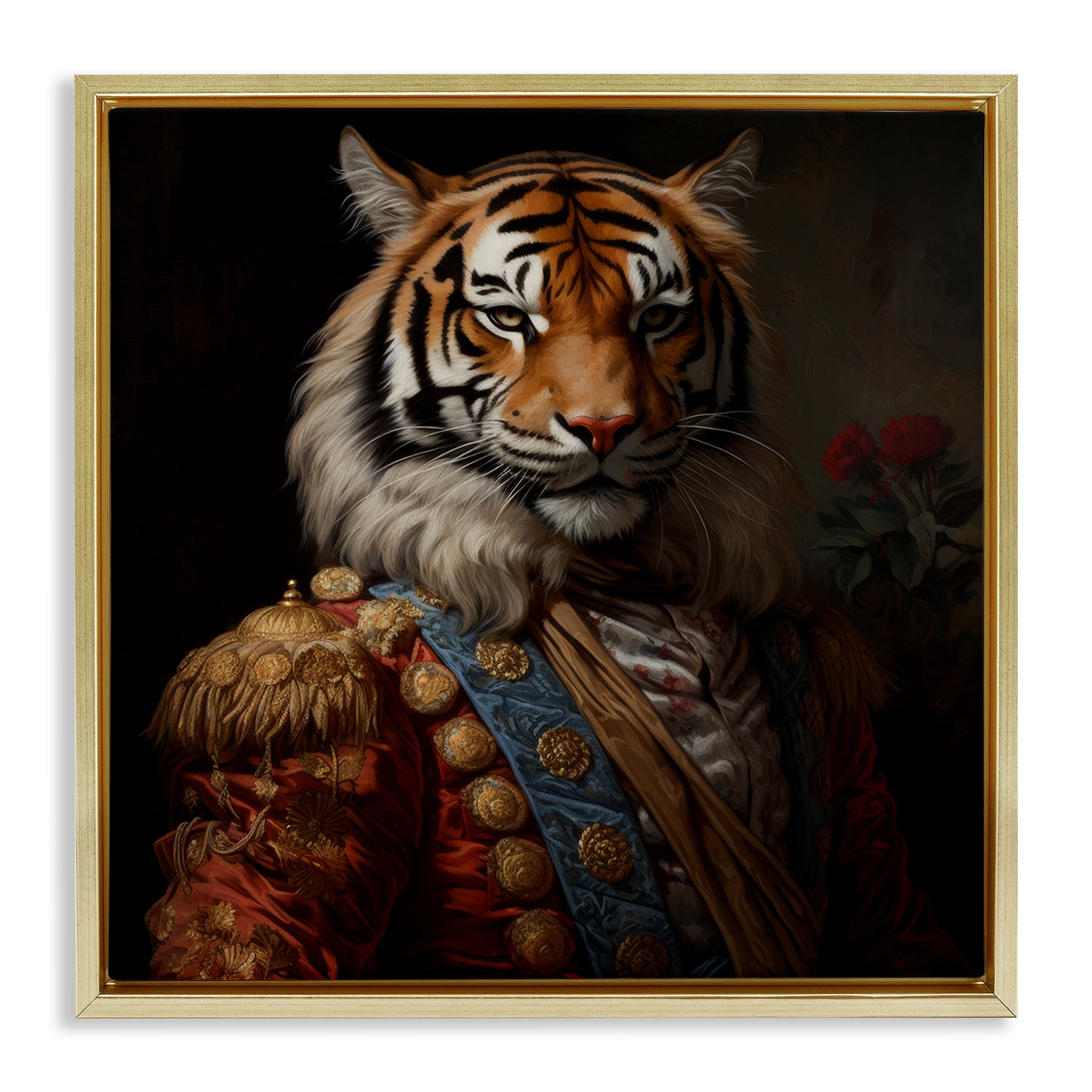 Stupell Industries Noble Tiger Transformation Gold Framed Floater Canvas Wall Art, design by Lazar Studio