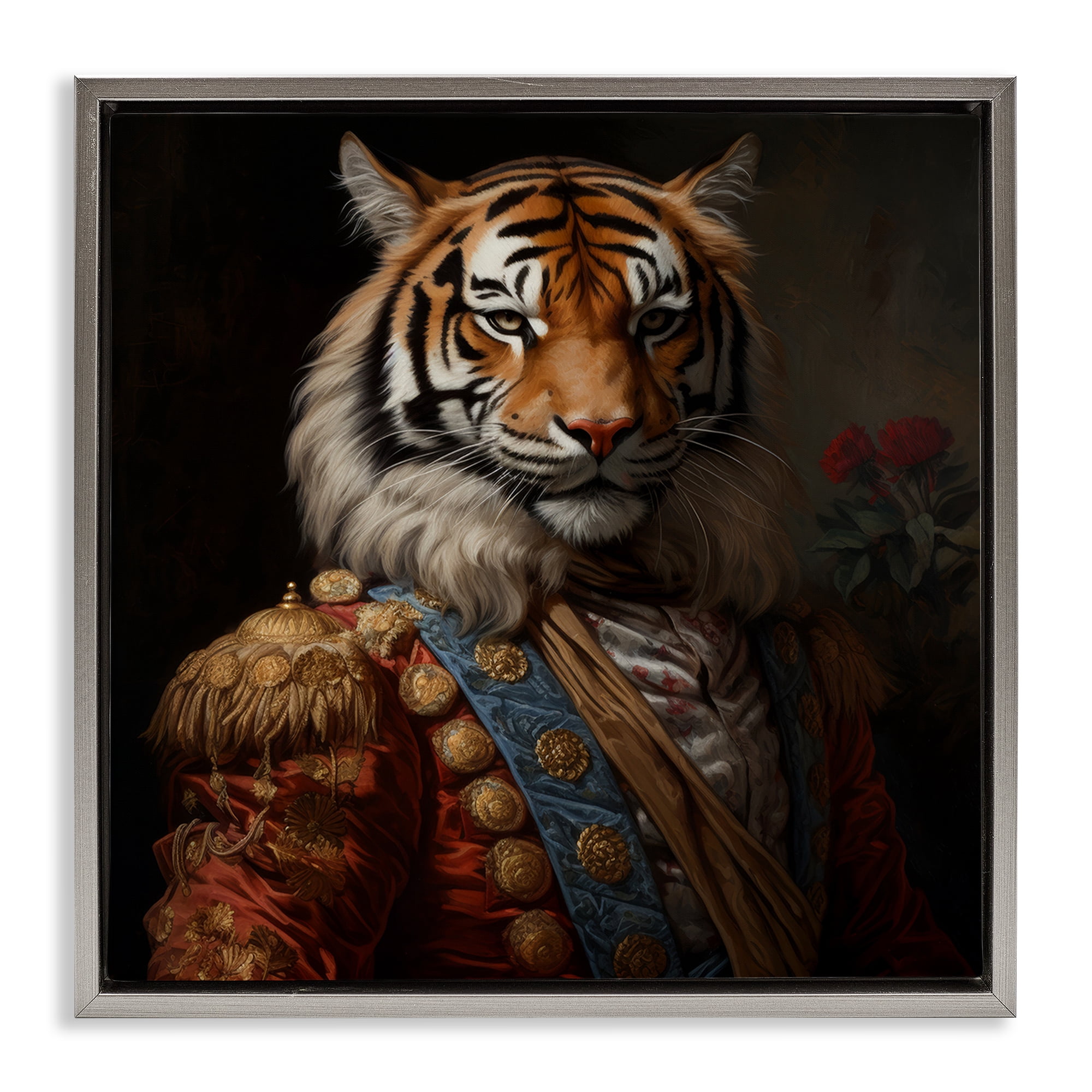 Stupell Industries Noble Tiger Transformation Gray Framed Floater Canvas Wall Art, design by Lazar Studio
